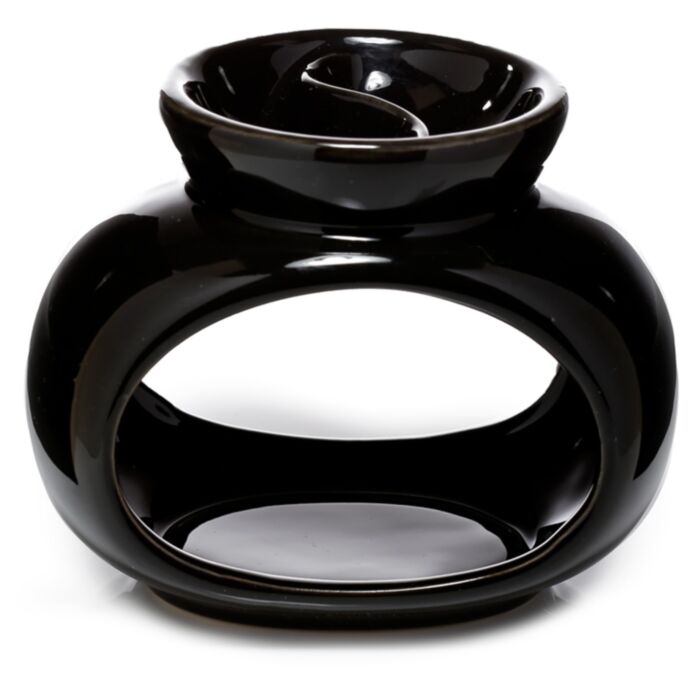 Quemador de Aceite y Velas de Céramica Eden Ovalado y Negro