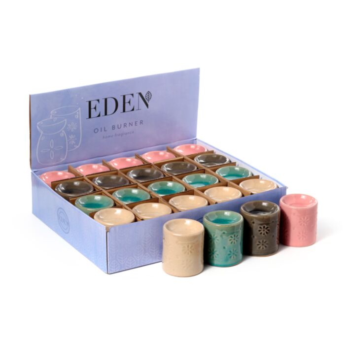 Quemador de Aceite de Cerámica Eden Efecto Piedra Relieve de Flor Pequeño