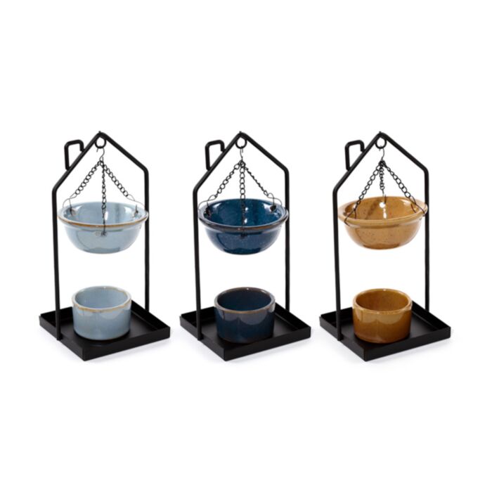 Quemador de Aceite Colgante Eden con soporte en forma de casa