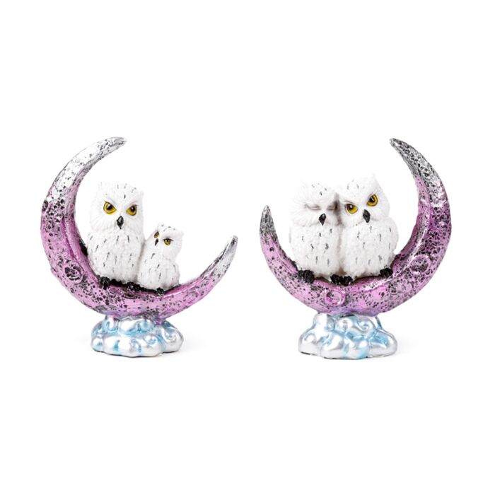 Figura Sabio Búho Mágico sobre Luna Creciente