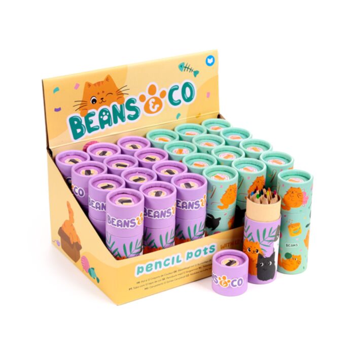Tubo con Lápices de Colores Gatos Beans & Co