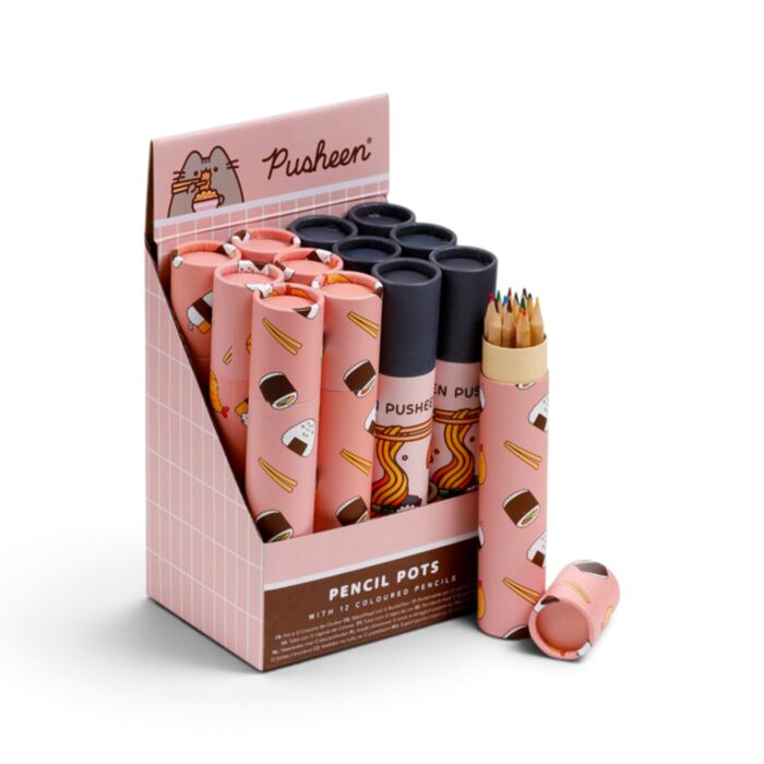 Tubo con 12 Lápices de Colores Gato Pusheen Sushi Club 