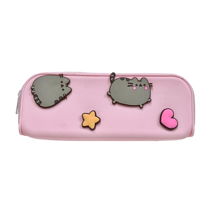 Estuche de Silicona con Accesorios Gato Pusheen Estrellas y Corazones 