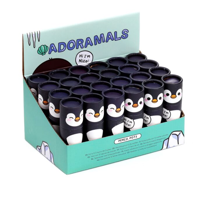 Tubo con 12 Lápices de Colores Pingüino Animales Adorables Adoramals