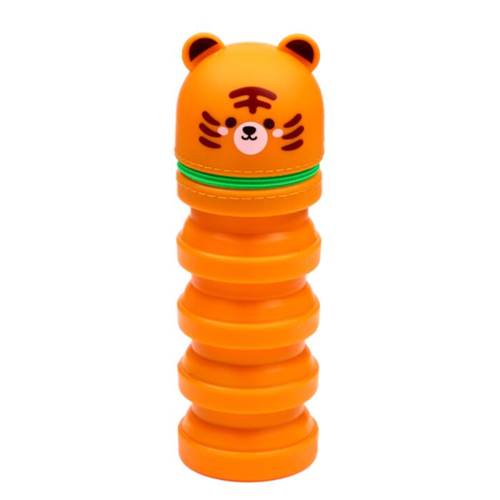 Estuche Vertical de Silicona con Cremallera Adoramals Tigre
