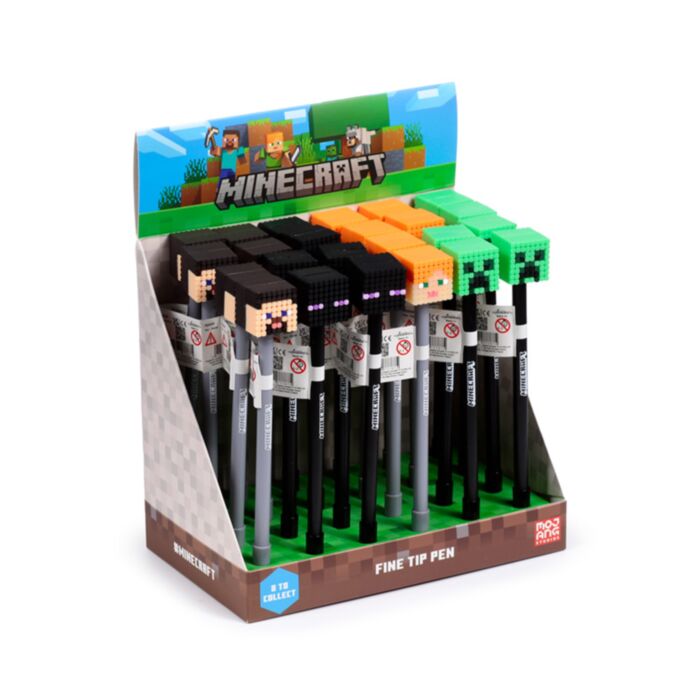 Bolígrafo de Punta Fina con Tope de Silicona Minecraft 
