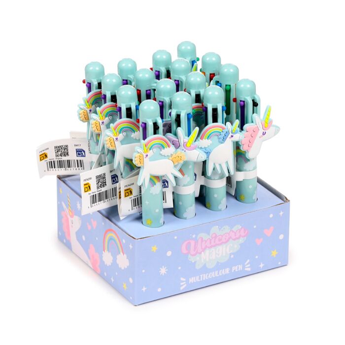 Bolígrafo Multicolor 6 Colores con Accesorio Unicornio Mágico 