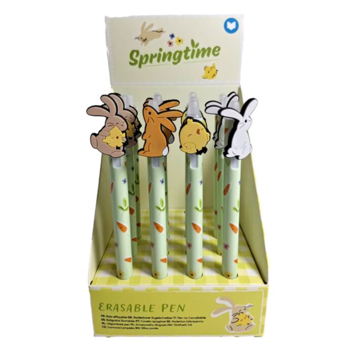 Bolígrafo Borrable Inkdredible con Tope PVC Conejito y Pollito Primavera Springtime 