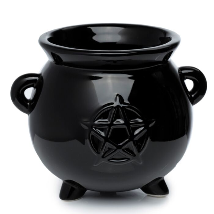 Macetero de Cerámica con Forma Caldero de las Brujas Negro
