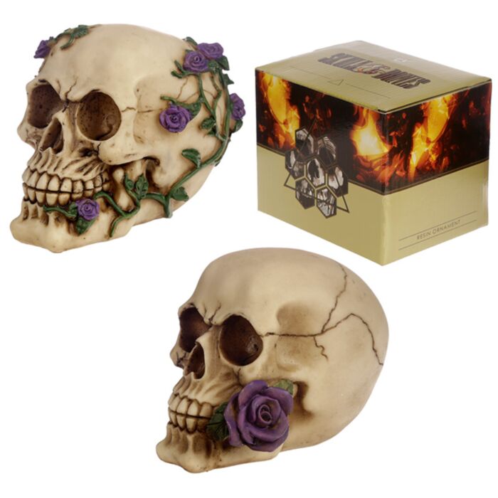 Figura Calavera Calavera y Rosas Moradas