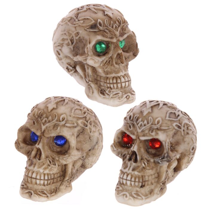 Figura Calavera Mini Calaveras Celtas con Gemas en los Ojos