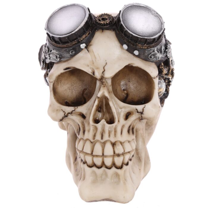 Figura Calavera Calavera Decorativa con Engranajes y Anteojos