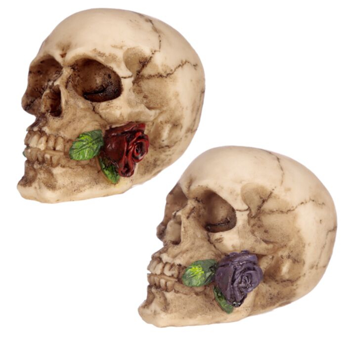 Figura Calavera Calavera y Rosa en los Dientes