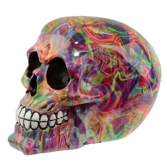Figura Calavera Calavera Decorativa Efecto Mármol Arcoíris