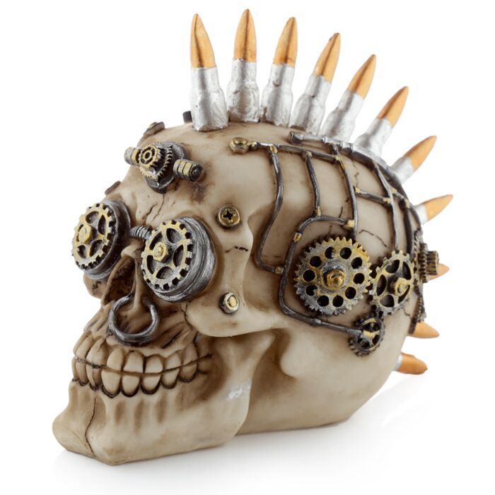 Figura Calavera Calavera Decorativa Estilo Steampunk con Cresta Mohicana