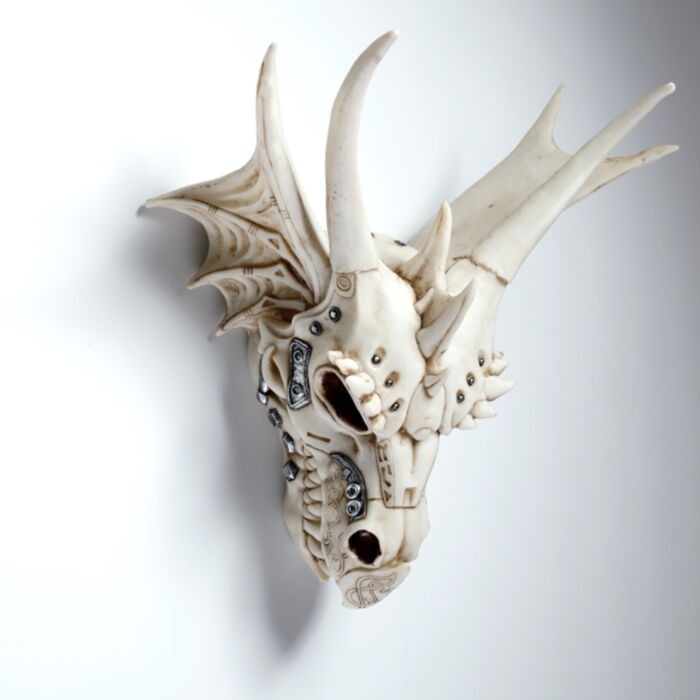 Dragón Calavera de Dragón Grande con Detalle Metálico