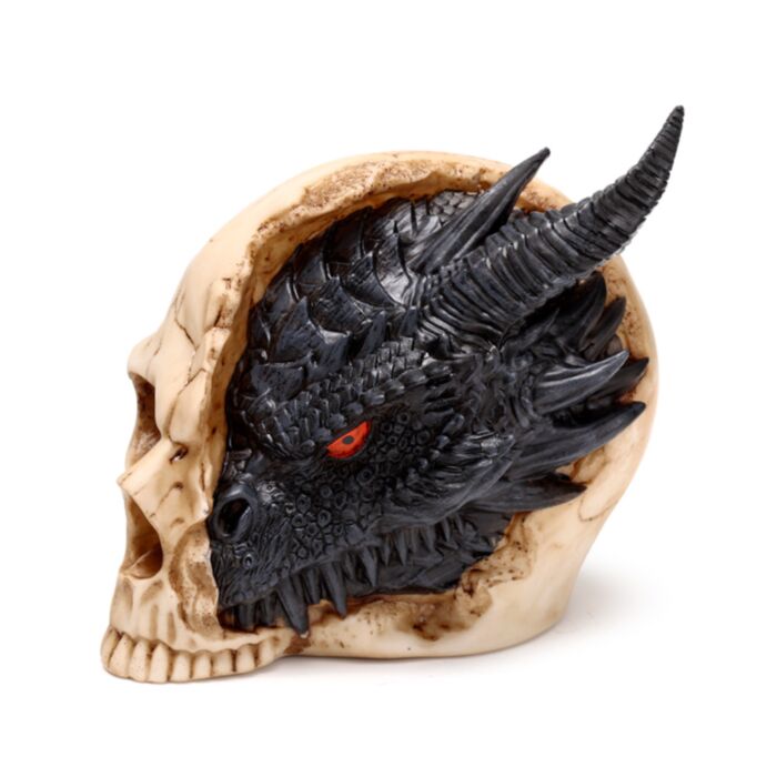 Figura Calavera Sombras de Tinieblas Cráneo de Dragón Negro Grande