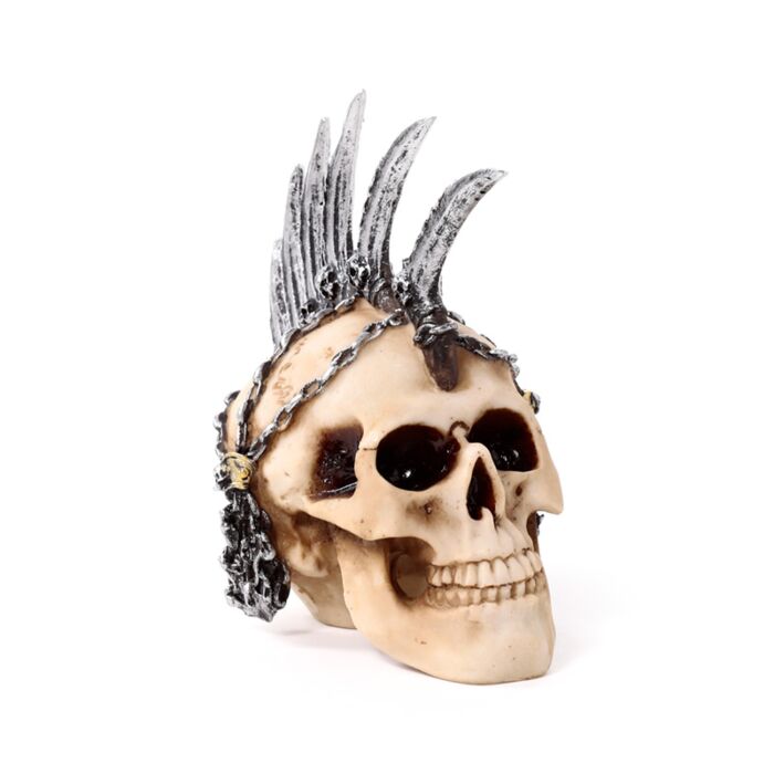 Figura Calavera Punk con Cadenas y Cuchillas Mohicano 