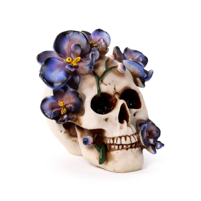 Figura Calavera con Flores de Parra Moradas 