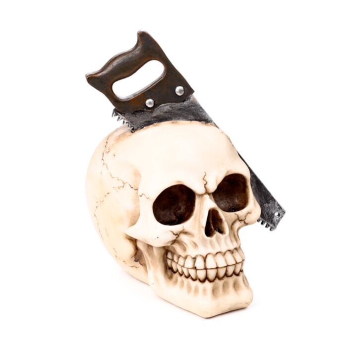 Figura Calavera Sierra atravesando la Cabeza