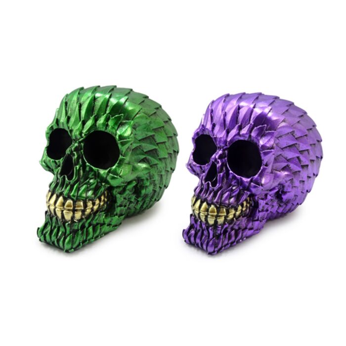 Figura Calavera con escamas de Dragón Metálicas