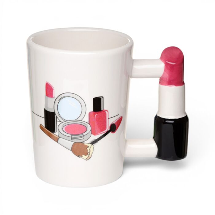 Taza de Cerámica Asa con Forma de Pintalabios