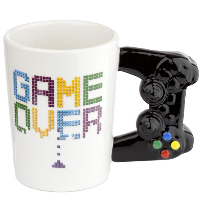 Taza de Cerámica Asa con Forma de Mando Videojuegos Game Over
