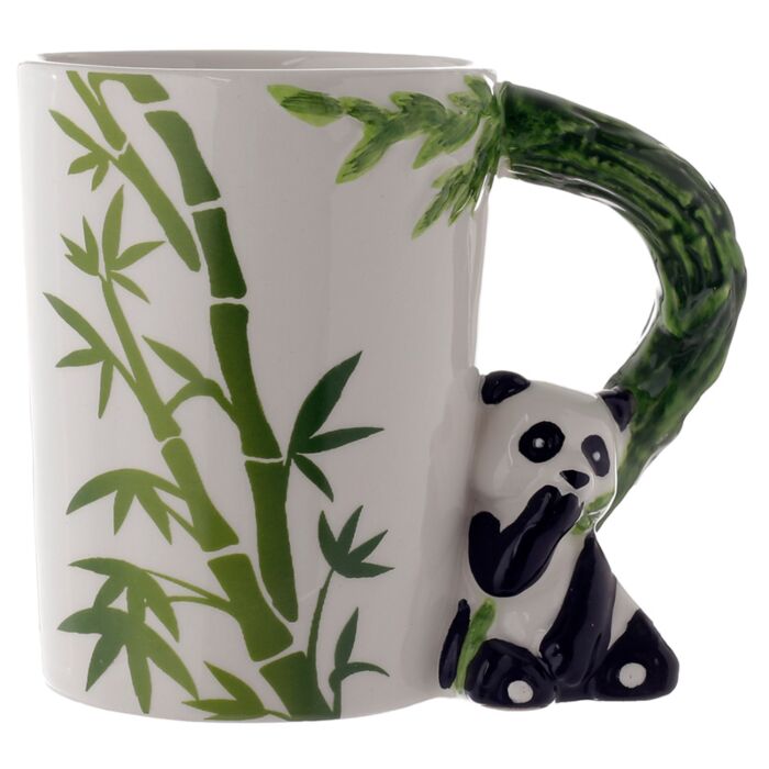 Taza de Cerámica Asa con Forma de Oso Panda y Bambú