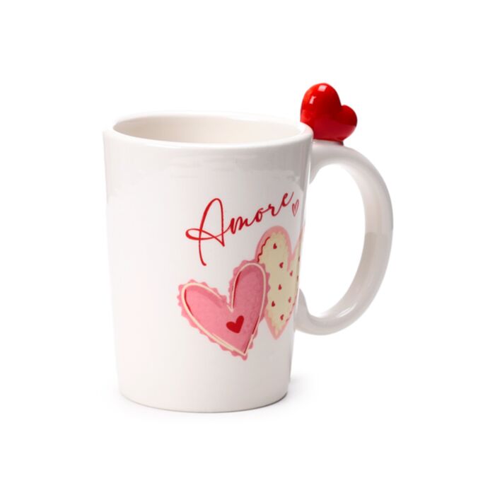Taza de Cerámica Asa con forma Corazón Corazones Amore