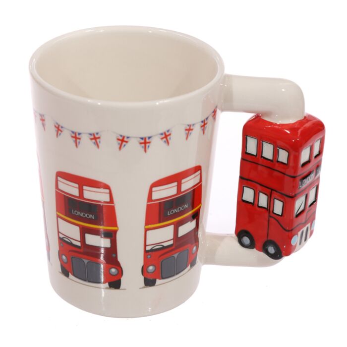 Taza de Cerámica - Asa con Forma de Bus Rojo de Londres