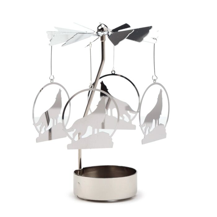 Portavelas Diseño Carrusel Lobo Aullando