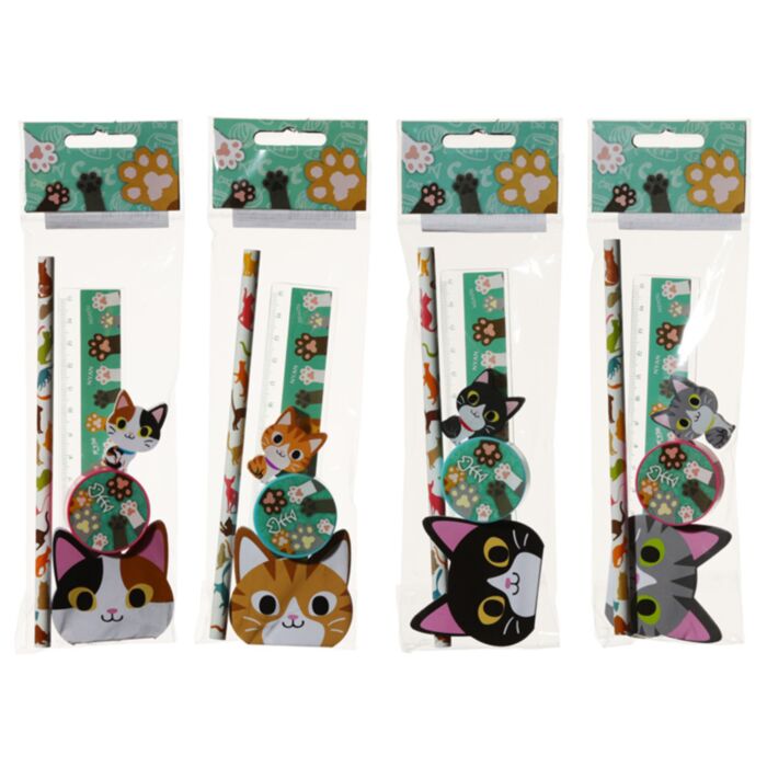 Set de 5 Piezas Papeleria Gato