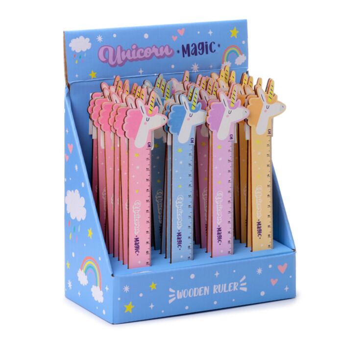 Regla de Madera con Forma Unicornio Mágico 15cm