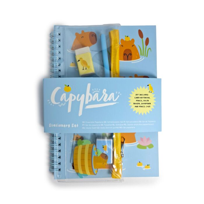 Libreta de Anillas con Estuche y 6 Artículos de Papelería Capibara