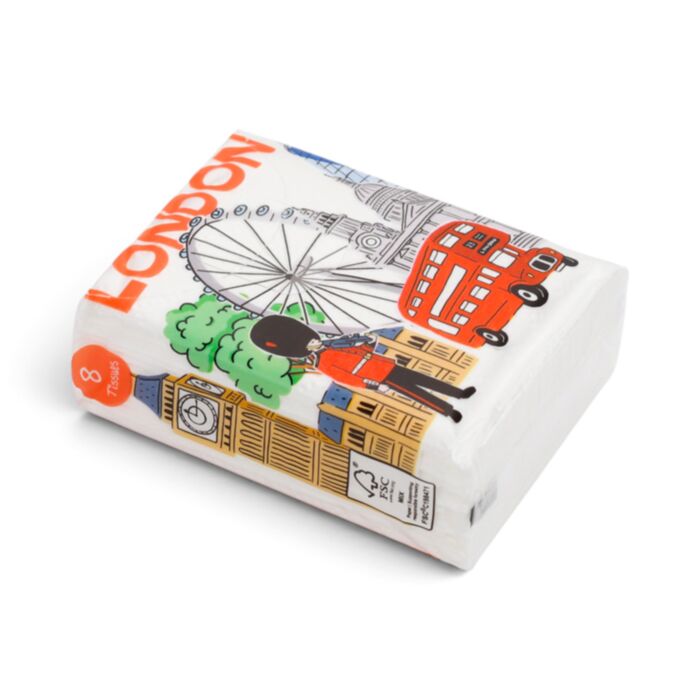 Pack de 8 Pañuelos Souvenir de Londres Guardia Real & Autobús 