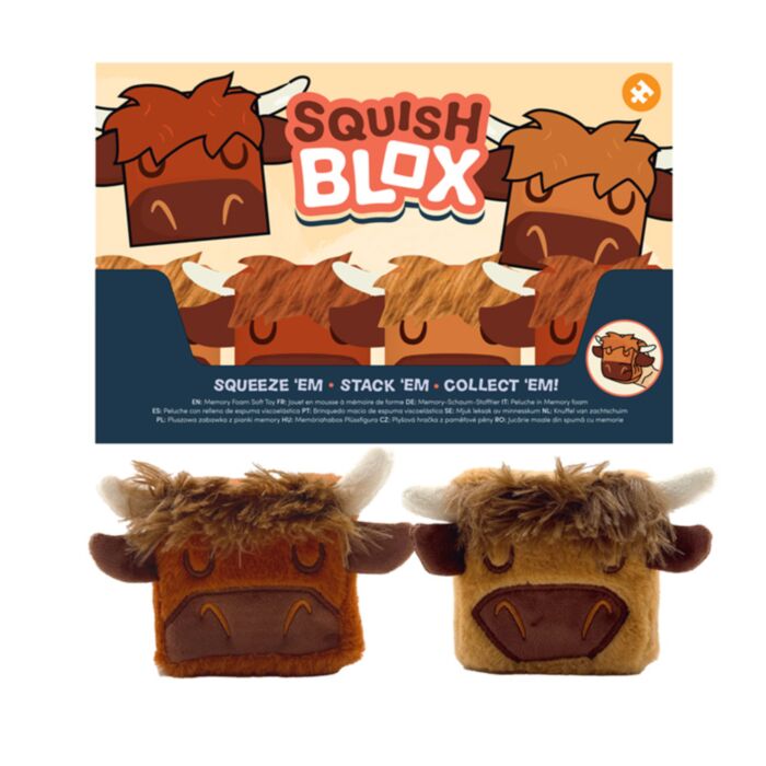 Juguete Estrujable de Peluche Squish Blox Vaca Escocesa Highland Coo 