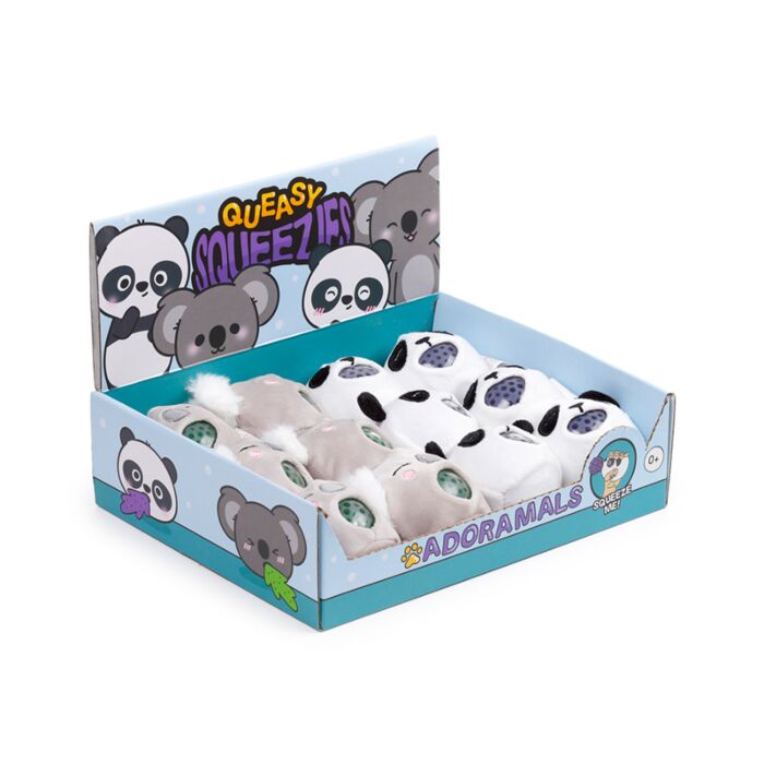 Juguete Estrujable de Peluche Queasy Squeezies Adoramals Oso Panda y Koala