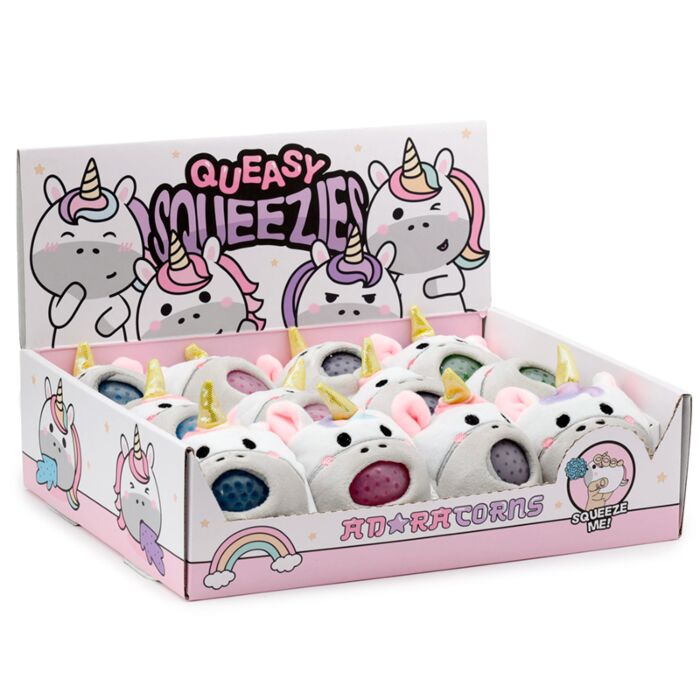 Juguete Estrujable de Peluche Queasy Squeezies Unicornio Adoracorns