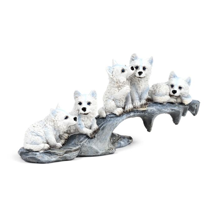 Figura Cachorros Lobo Jugando en la Piedra