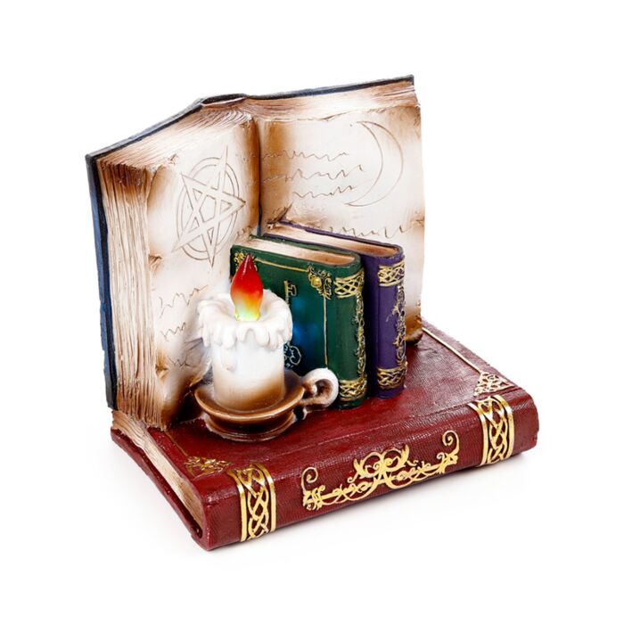 Expositor Figuras Gato Negro Brujas y Búho Sabio con base LED 