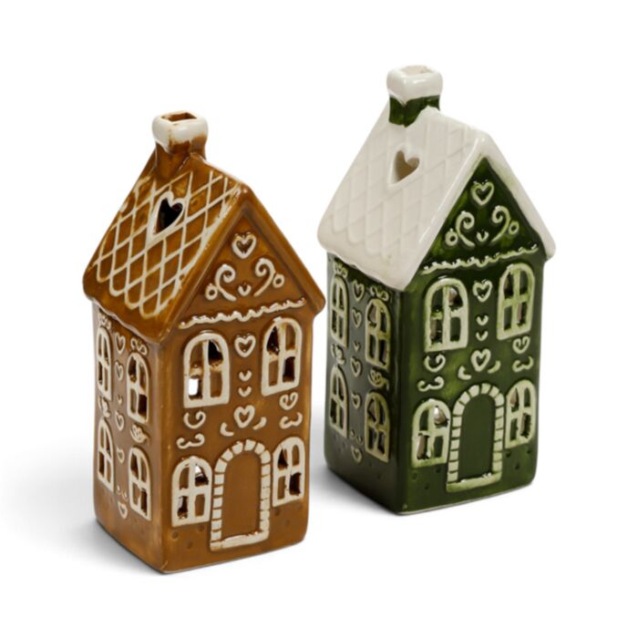 Portavelas de Té Casa de Jengibre Navidad - Casa de Pueblo