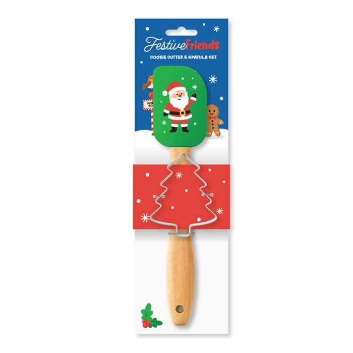 Set Espátula y Cortador de Galletas Árbol de Navidad Festive Friends  