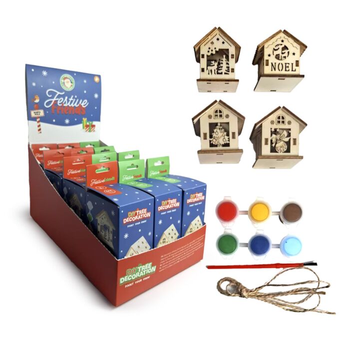 DIY Adornos para Árbol de Navidad Casitas para Pintar Festive Friends 