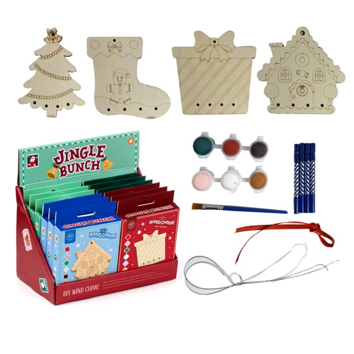 DIY Carrillón de Viento Navideño para Pintar Jingle Bunch
