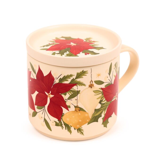 Taza de Porcelana y Posavasos Navidad Botánica 