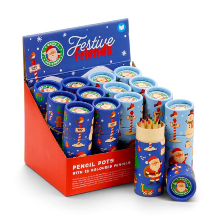 Tubo con 12 Lápices de Colores Surtidos Navidad Festive Friends  