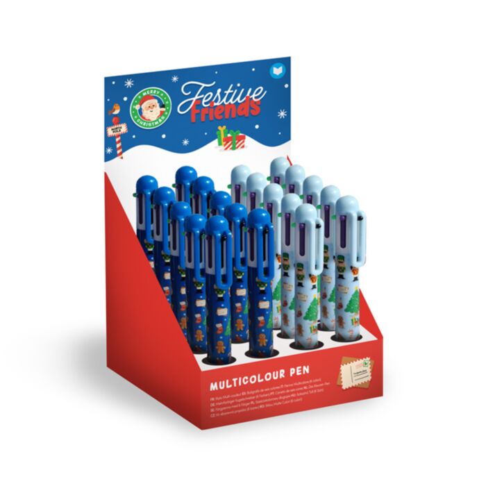Bolígrafo Multicolor con 6 Colores Navidad Festive Friends 