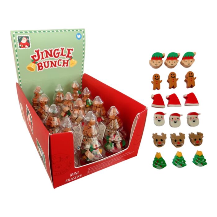Bote de Árbol de Navidad con Mini Gomas de Borrar Jingle Bunch