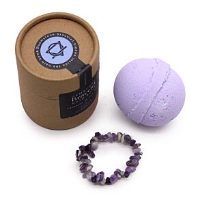 Bomba de Baño de Karité, Lavanda y Árbol de té con Pulsera de Amatista
