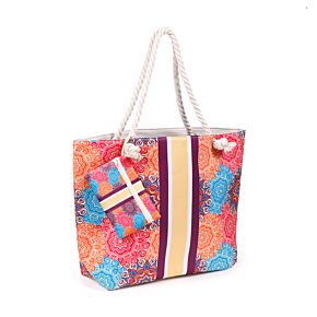 Bolsa de Playa de Tela Mandala Multicolor